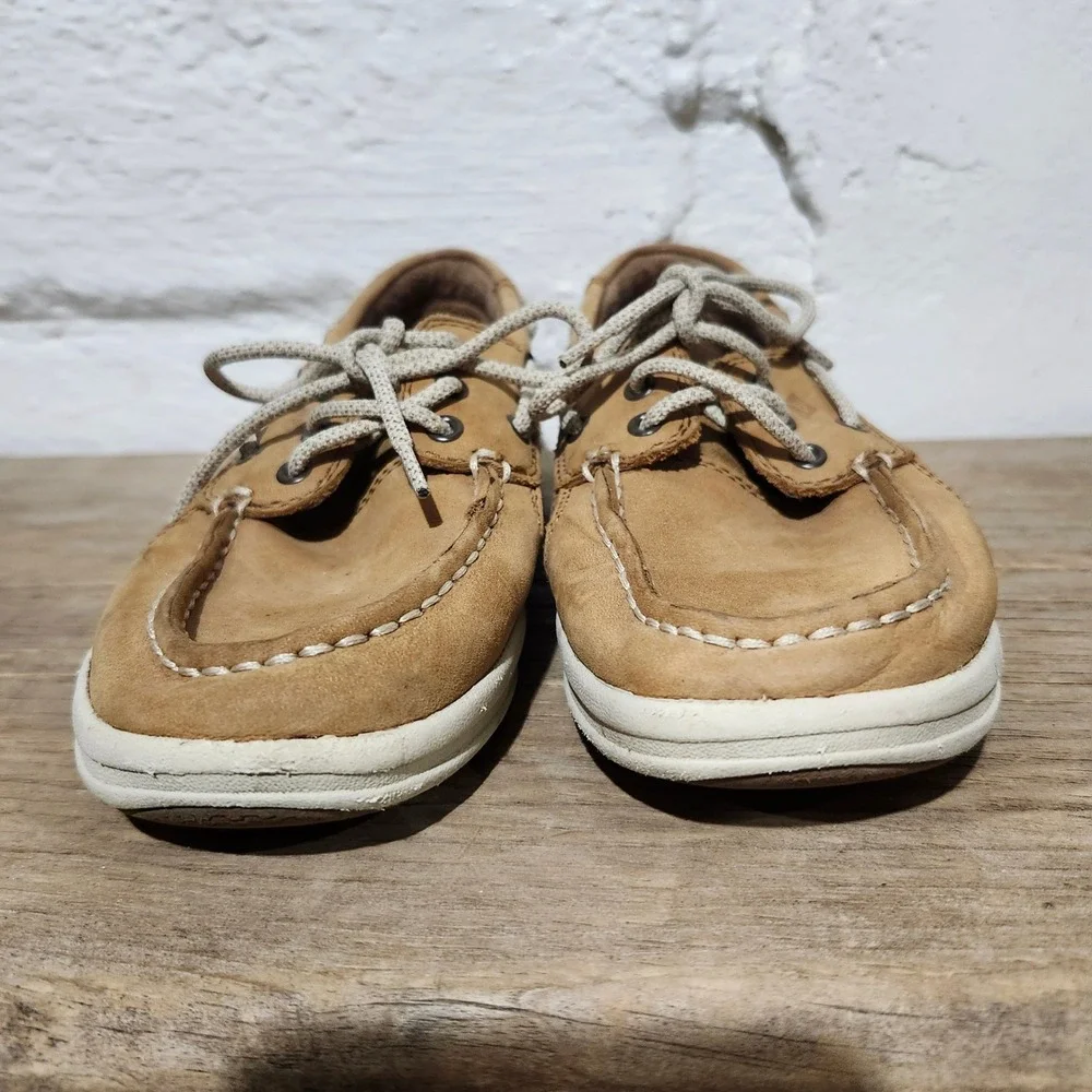 Sperry Top-Sider Boys Gamefish Tan Leather Boat Shoes Loafers 2.5M YB56564